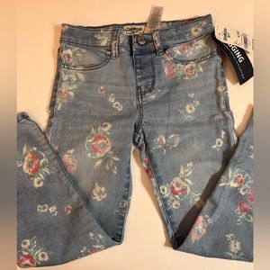 NWT OshKosh B'gosh Toddler Size 6-6X Floral Jeans Legging